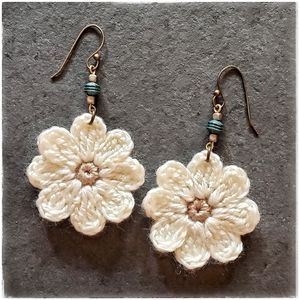 handmade daisy doll crochet earrings